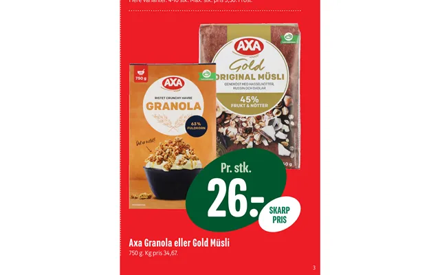 Axa Granola Eller Gold Müsli