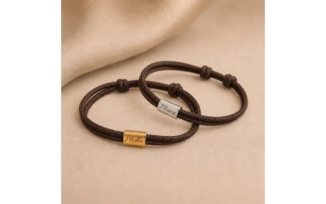 Matchende Armbånd Til Par Med Navn - 2 Personlige Armbånd Guld & Sølv