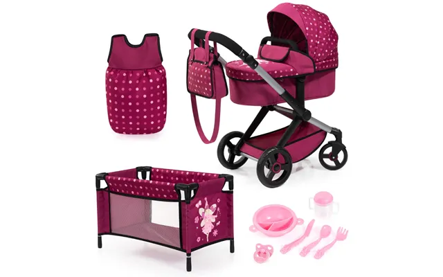 Bayer Design Kombi Dukkevogn Xeo Deluxe Sæt - Mørk Pink