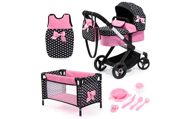 Bayer Design Kombi Dukkevogn Xeo Deluxe Sæt - Sort Pink