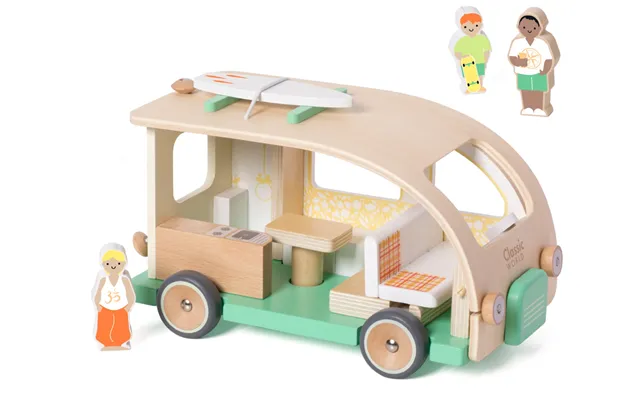 Classic World Træ Autocamper Med Figurer 18 Mdr.