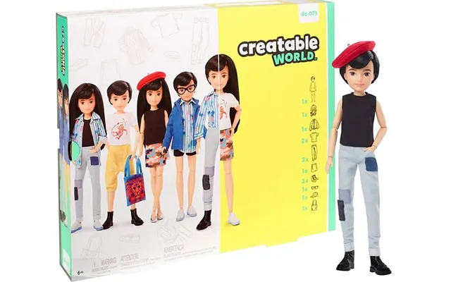 Creatable World Deluxe Dukke Med Sort Glat Hår
