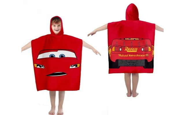 Disney Biler Poncho Badehåndklæde Med Hætte - 100 Procent Bomuld