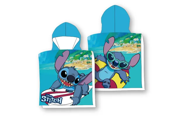 Disney Lilo Og Stitch Blå Poncho Badehåndklæde Med Hætte