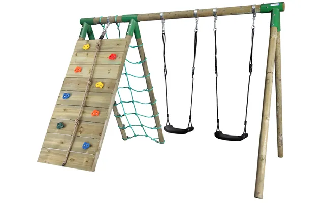 Hörby Bruk Træ Active Climb Gyngestativ Med Klatrevæg Net