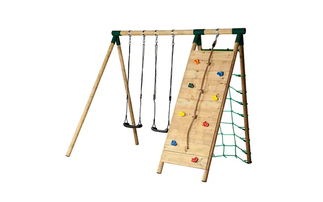 Hörby Bruk Træ Active Højt Climb Gyngestativ Med Klatrevæg Net