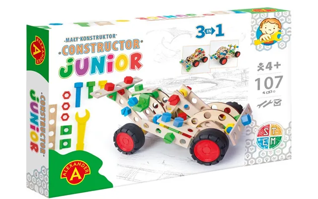 Junior Træ Konstruktionsbyggesæt 3-i-1 Sportsbil