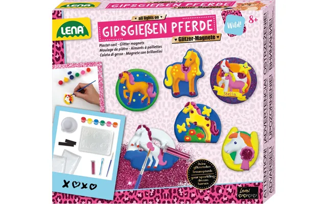 Lena Gipsstøbte Heste Glittermagneter 8 År