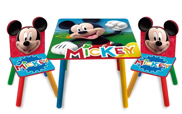 Mickey Mouse Træ Bord Med Stole