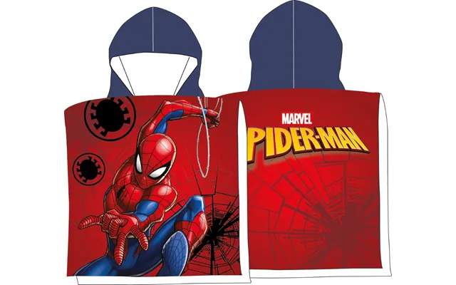 Spiderman Poncho Badehåndklæde Med Hætte - 100 Procent Bomuld