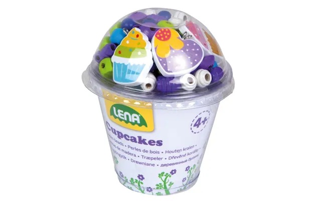 Træperler Cupcake Blå - Lav-det-selv Halskæde