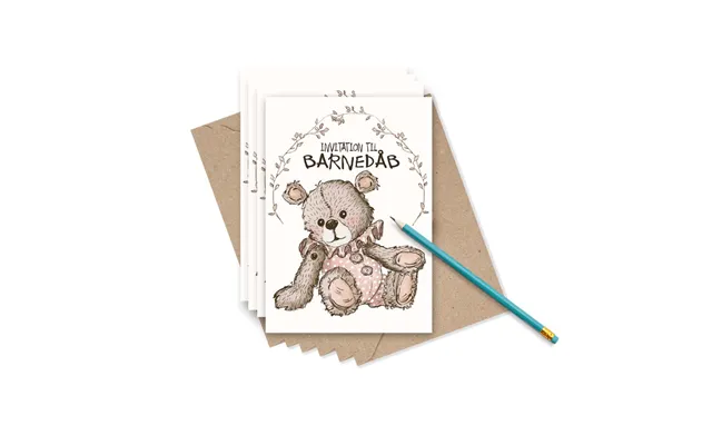Indbydelser - Barnedåb Med Teddybear