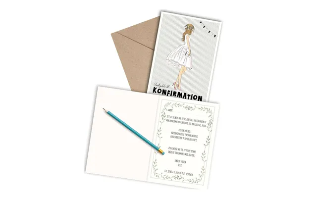 Indbydelser - Konfirmation Pige 6 Stk