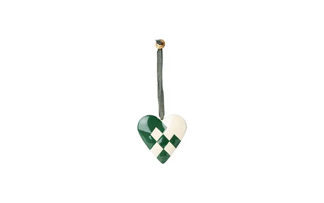 Flettet Hjerte Metalornament Grøn - Maileg Stor H 6 Cm