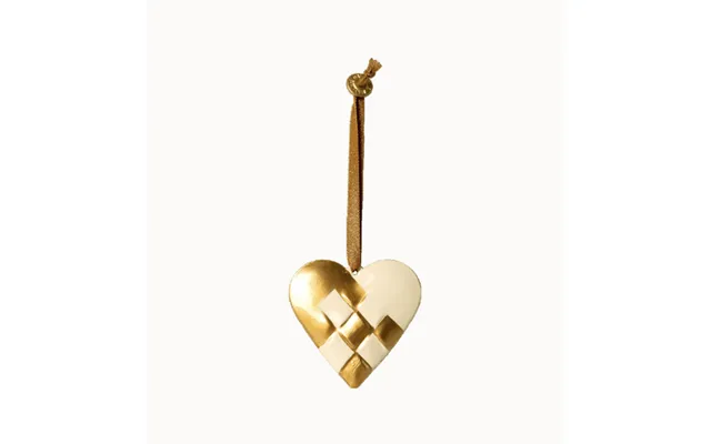 Flettet Hjerte Metalornament M Guld Farve - Maileg Stor H 6 Cm