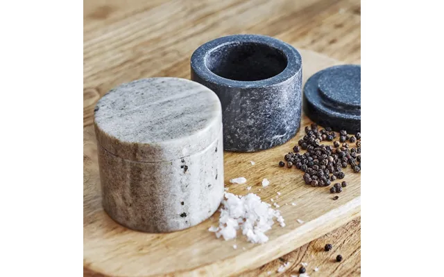 Krukke M Låg Avani Marmor Salt-& Peberkar - Bloomingville H 6,5 Cm