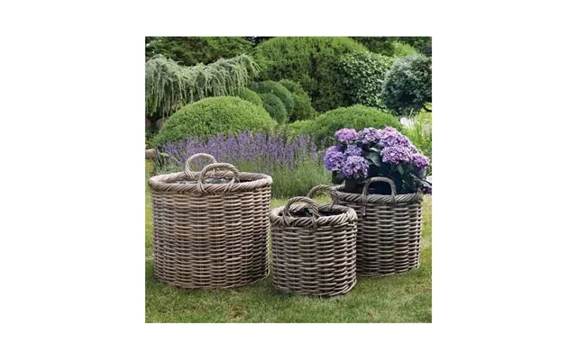 Kurv Rund Rattan M Plast & 2 Hanke - Ib Laursen