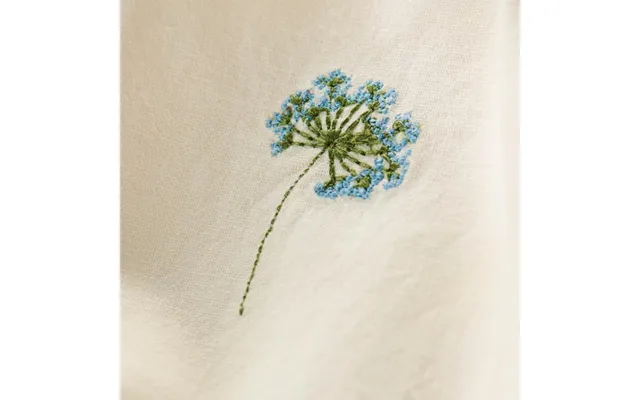 Stofserviet Flora Råhvid M Broderet Blå Skærmblomst - Ib Laursen