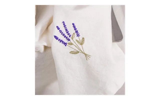 Stofserviet Flora Råhvid M Broderet Lavendel - Ib Laursen