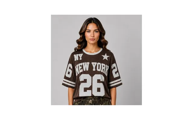 T-shirt New York Brun M Lyseblå Detaljer - Costamani