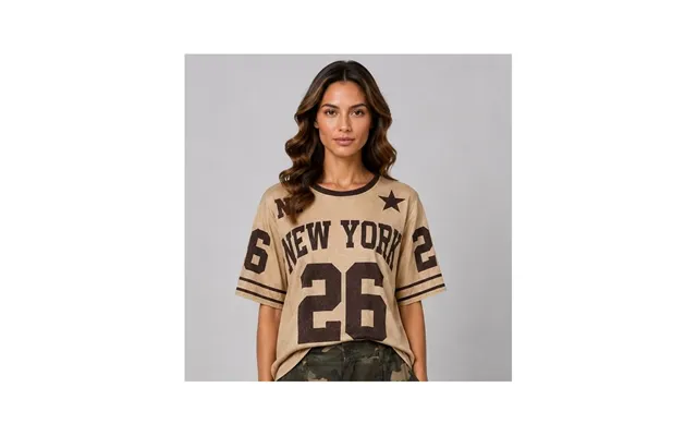 T-shirt New York Sand M Brune Detaljer - Costamani