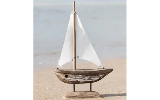 Træskib Nautico M Sejl Og Hvidt Skrog - Ib Laursen H 40,5 Cm