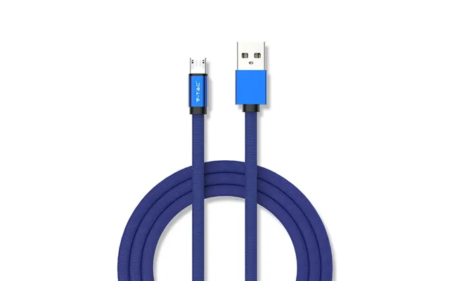 1m Micro Usb Kabel, 2.4a - Blå, Ruby Series, Bomuldsflet, Hurtig Opladning