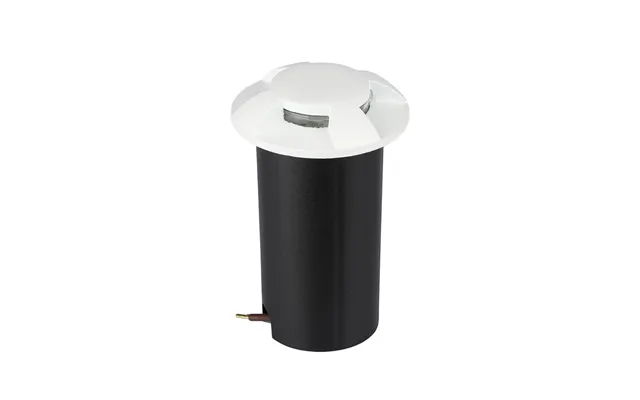 1w Led Steplight Til Indbygning, 12v - Ip67, 4-vejs Lys, Kold Hvid, Ø6cm, Hvid Kant