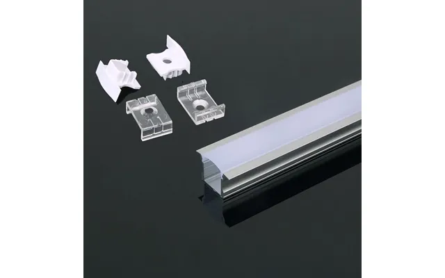 2m Indbygningsprofil I Aluminium - Inkl. Mælkehvidt Cover, Endestykker Og Klips, Sølv, Til Led Strips
