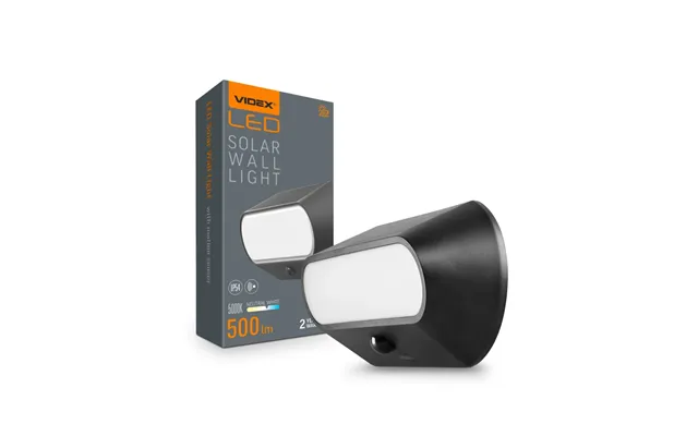500lm Solcelle Led Væglampe Med Sensor - Ip54, 5000k, Sort, Bevægelsessensor, Udendørs