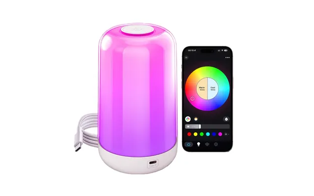 Opladelig Rgb Cct Led Bord Natlampe - Bluetooth, Hvid, Touch Dæmpbar, Ip20 Indendørs