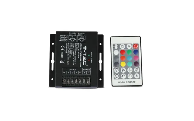 Rgbw Sync Controller Med 24-knaps Rf Fjernbetjening - 12v 24v, 4 Kanaler, Rj45 Synkronisering, Ip20