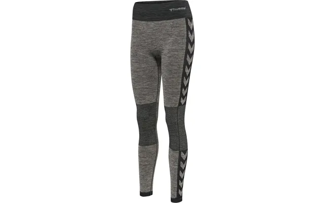 Hummel Clea Seamless Mid Waist Tights Chateau Gray Black Melange - Træningstøj Til Kvinder