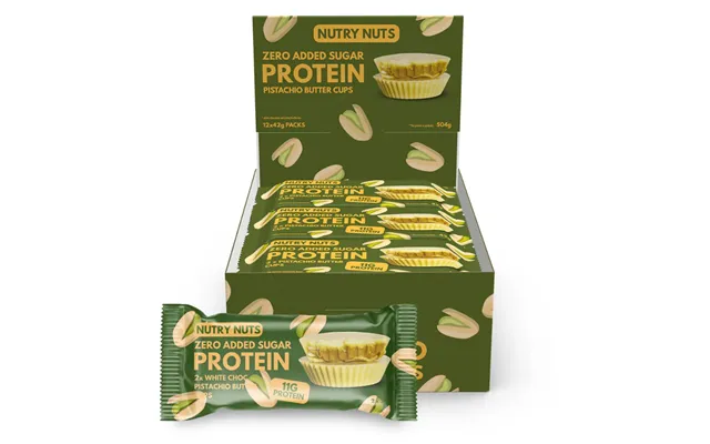 Nutry Nuts Peanut Butter Cups 12x42g Hvid Chokolade & Pistacie Højt Proteinindhold