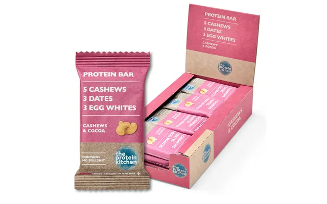 The Protein Kitchen Bar 12x55g Kakao & Cashew Lækker Proteinbar Uden Sukker