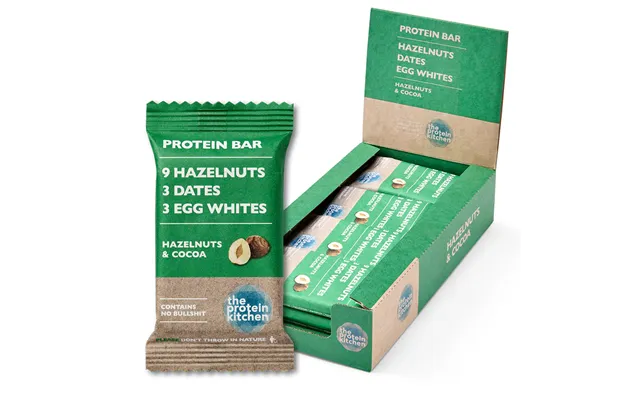 The Protein Kitchen Bar 12x55g Kakao & Hasselnødder Lækker Proteinbar Uden Sukker
