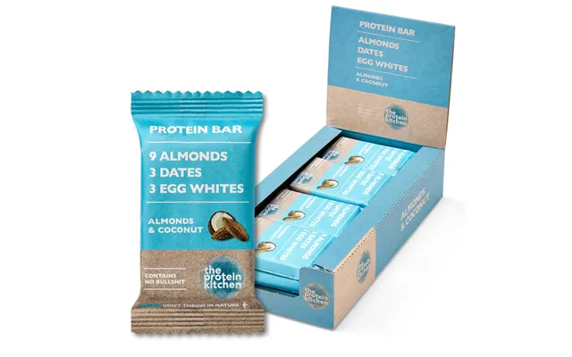 The Protein Kitchen Bar 12x55g Kokos & Mandler Lækker Proteinbar Uden Sukker