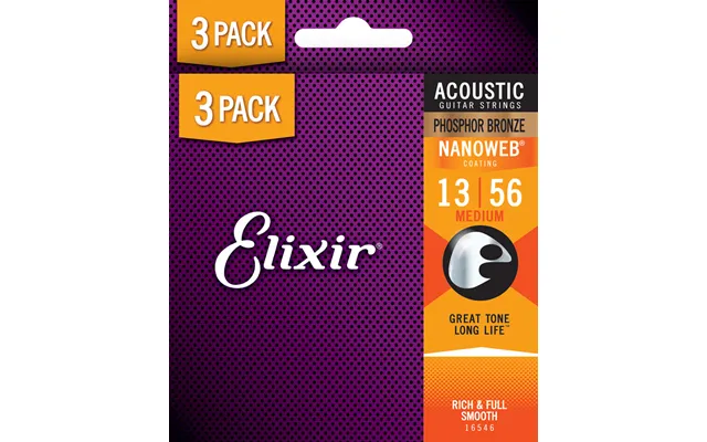 Elixir Nanoweb Phosphor Bronze - Western-strenge 013-056 Medium