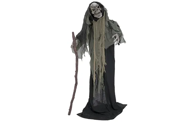 Halloween Full-size Skelet Figur Stående Med Effekter - 160 Cm