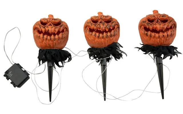 Halloween Græskar Havesæt Med Lys - 3 Stk.