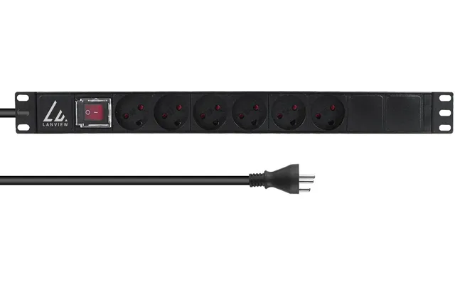 Lanview 19 1unit Rack Strømskinne 6xdk Udtag Med Afbryder