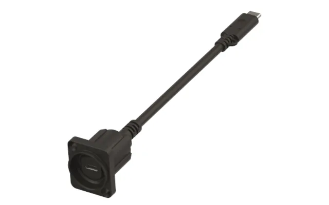 Neutrik Nausbc-5g-fl25 Usb-c Hun D-size Chassis Stik Til Han Kabelstik Med 25cm Kabel - Sort