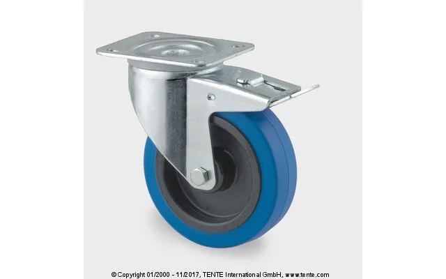 Tente Drejeligt Hjul M Bremse 100mm Blå - 3477ufr100p62
