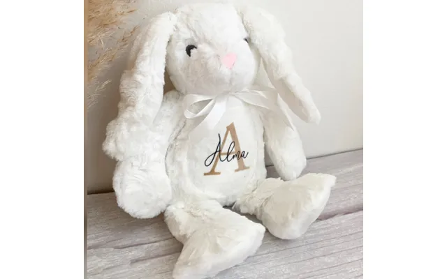 Bamse Med Navn Beige Brunt Bogstav Kanin