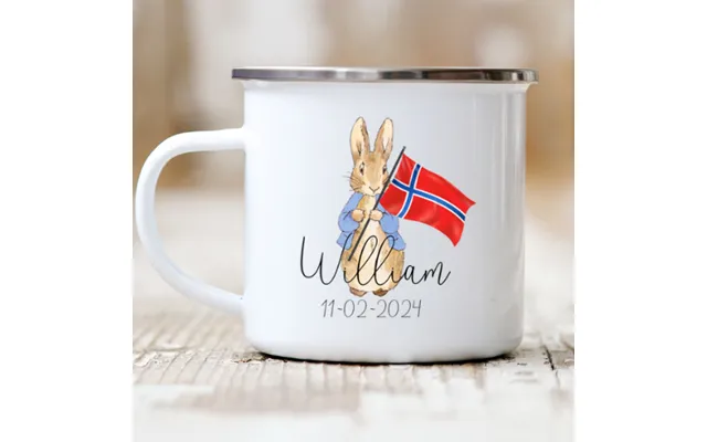 Fødselsdagskop Med Navn Peter Kanin Navn Blå - Norsk Flag