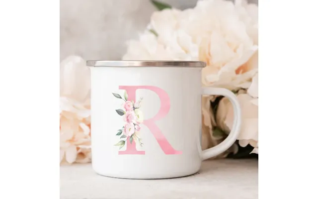 Kop Med Bogstav Kop Med Initial - Blomst Lyserød