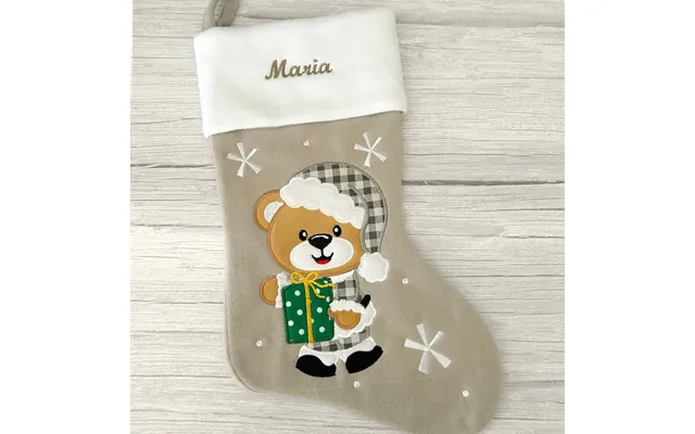 Nyhed - Julesok Med Navn Grå Bamse Gave
