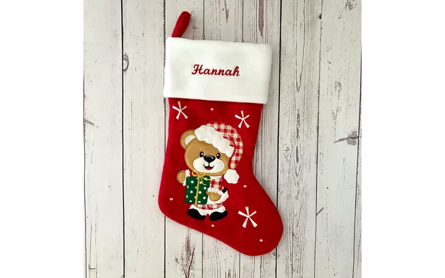 Nyhed - Julesok Med Navn Rød Bamse Julegave