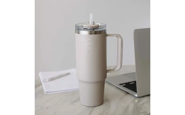 Aya&ida Termo Kop Med Sugerør - Cream Beige