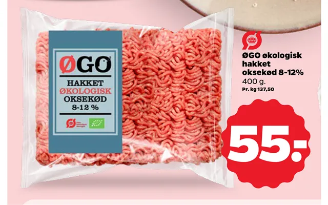Øgo Økologisk Hakket Oksekød 8-12%